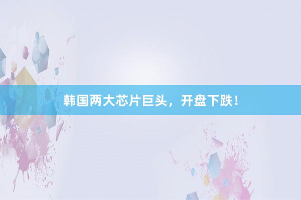 韩国两大芯片巨头，开盘下跌！
