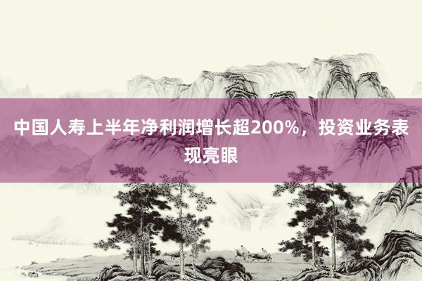 中国人寿上半年净利润增长超200%，投资业务表现亮眼