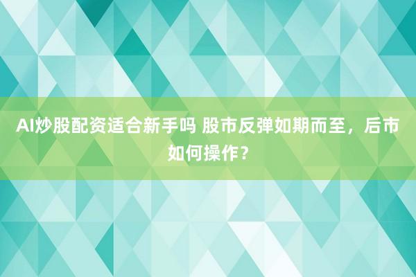AI炒股配资适合新手吗 股市反弹如期而至，后市如何操作？