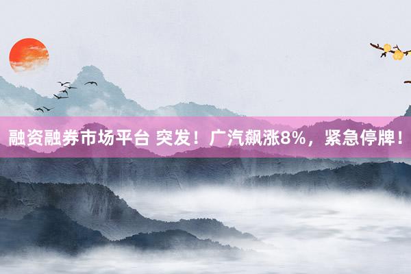 融资融券市场平台 突发！广汽飙涨8%，紧急停牌！