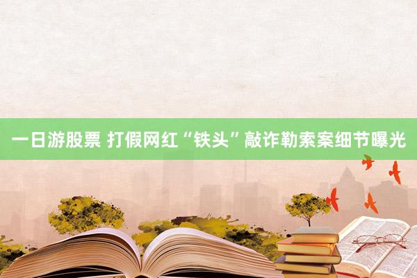 一日游股票 打假网红“铁头”敲诈勒索案细节曝光