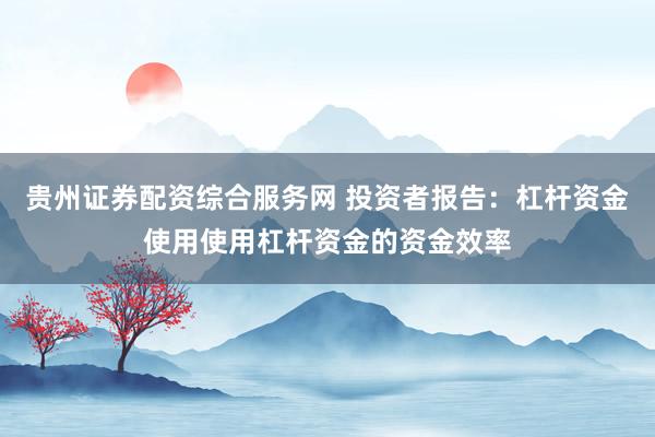 贵州证券配资综合服务网 投资者报告：杠杆资金使用使用杠杆资金的资金效率